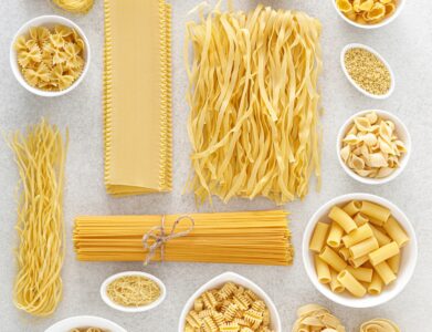 Pasta. Various kinds of uncooked pasta