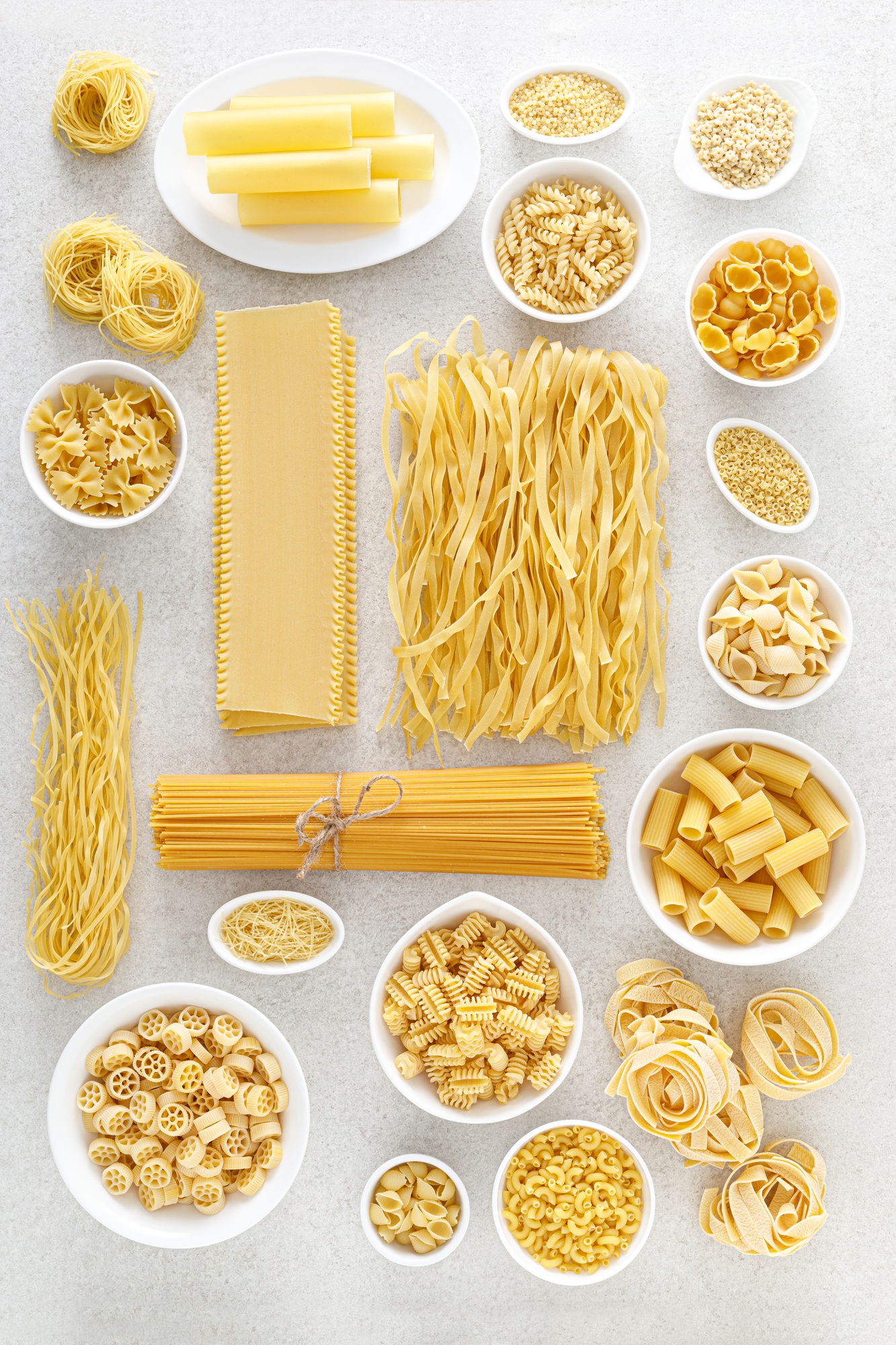 Pasta. Various kinds of uncooked pasta