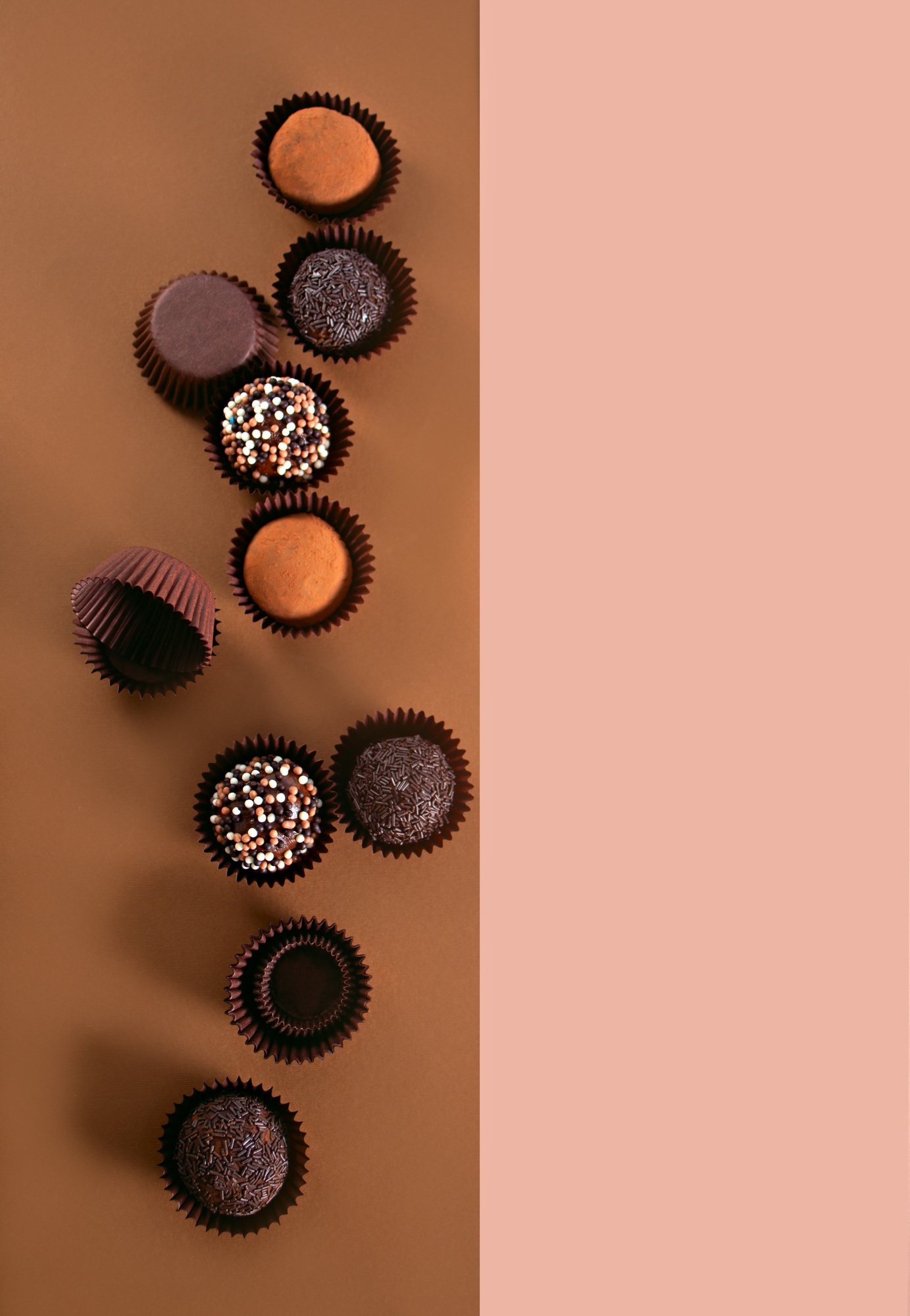 Traditional Brazilian sweet chocolate ball Brigadeiro made with cocoa powder and condensed milk